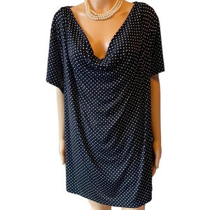 Jessica Simpson Collection Black White Poker Dot Casual Summer Top Women Plus 3X